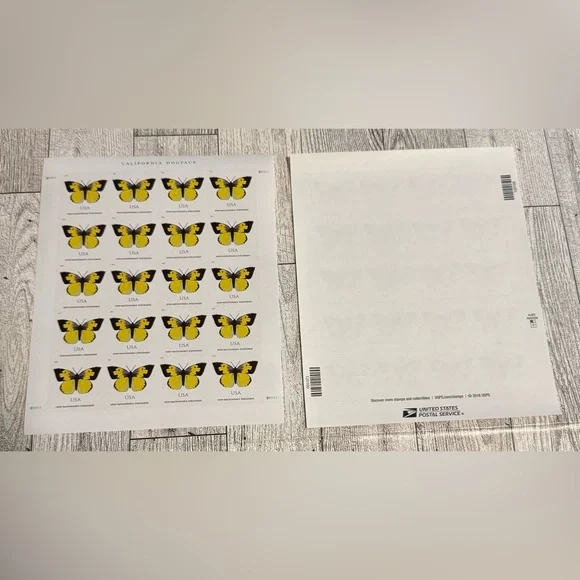 USPS California Dogface Butterfly Stamps Sheet – Non-Machinable (20 Stamps) - Picture 2 of 2